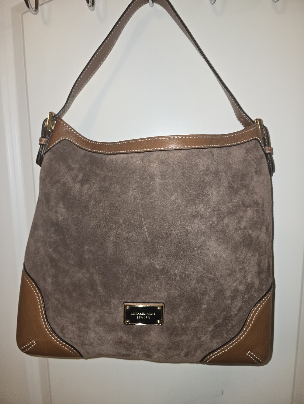 Michael Kors Millbrook Brown Suede Hobo - Picture 2 of 5